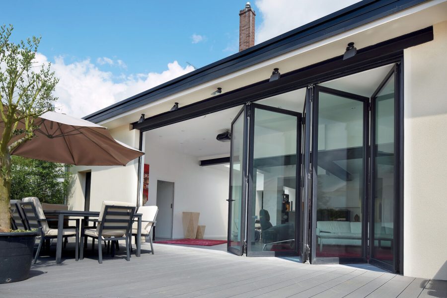 Black Bi-fold doors.