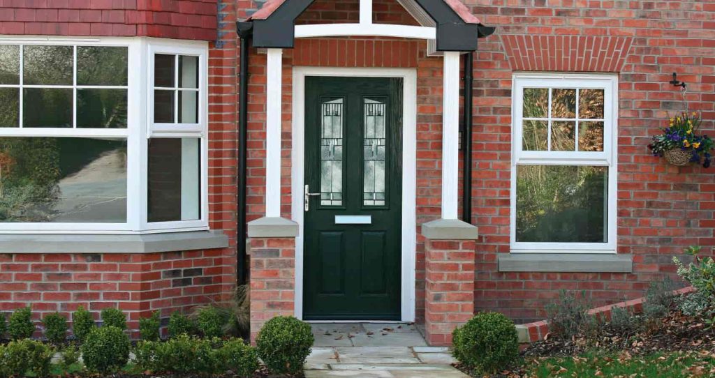 Black composite door, external shot