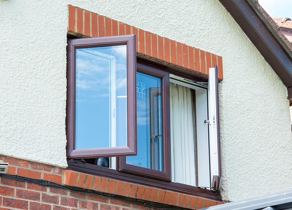 Rosewood coloured dual casement windows
